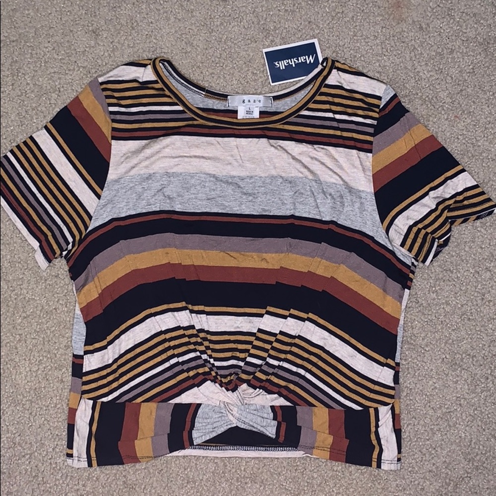 Gaze short sleeve striped tie shirt
